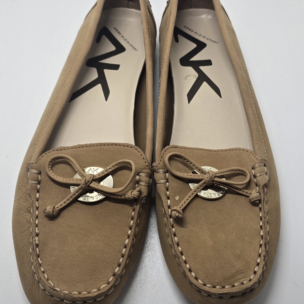 Anne Klein Tan Loafers with Bow Detail